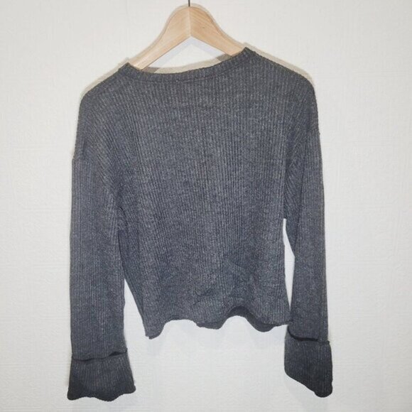 Zara Womens Sweater Med Ribbed Gray Embroidered Sequined NWT - Picture 7 of 9